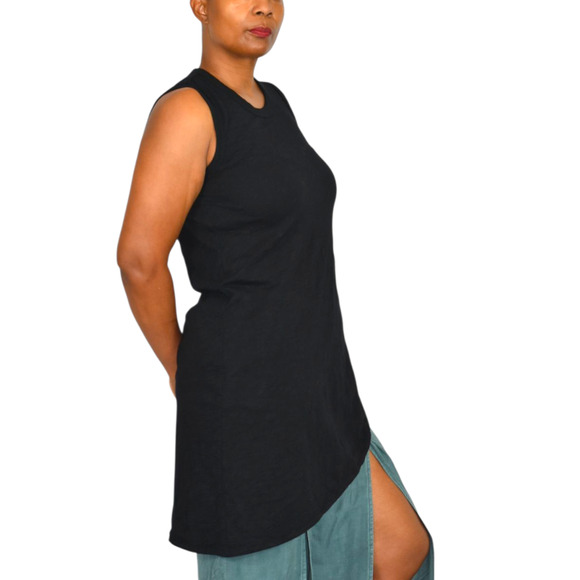 Wilt Black Slant Hem Tank Top Black Sleeveless Tee Angled Jersey Asymmetric XS - Picture 3 of 16